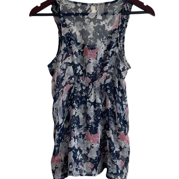 Mudd Women Tank Top M Blue Floral Crochet Trim Sheer Boho Festival Dainty‎ Girly - Picture 3 of 10